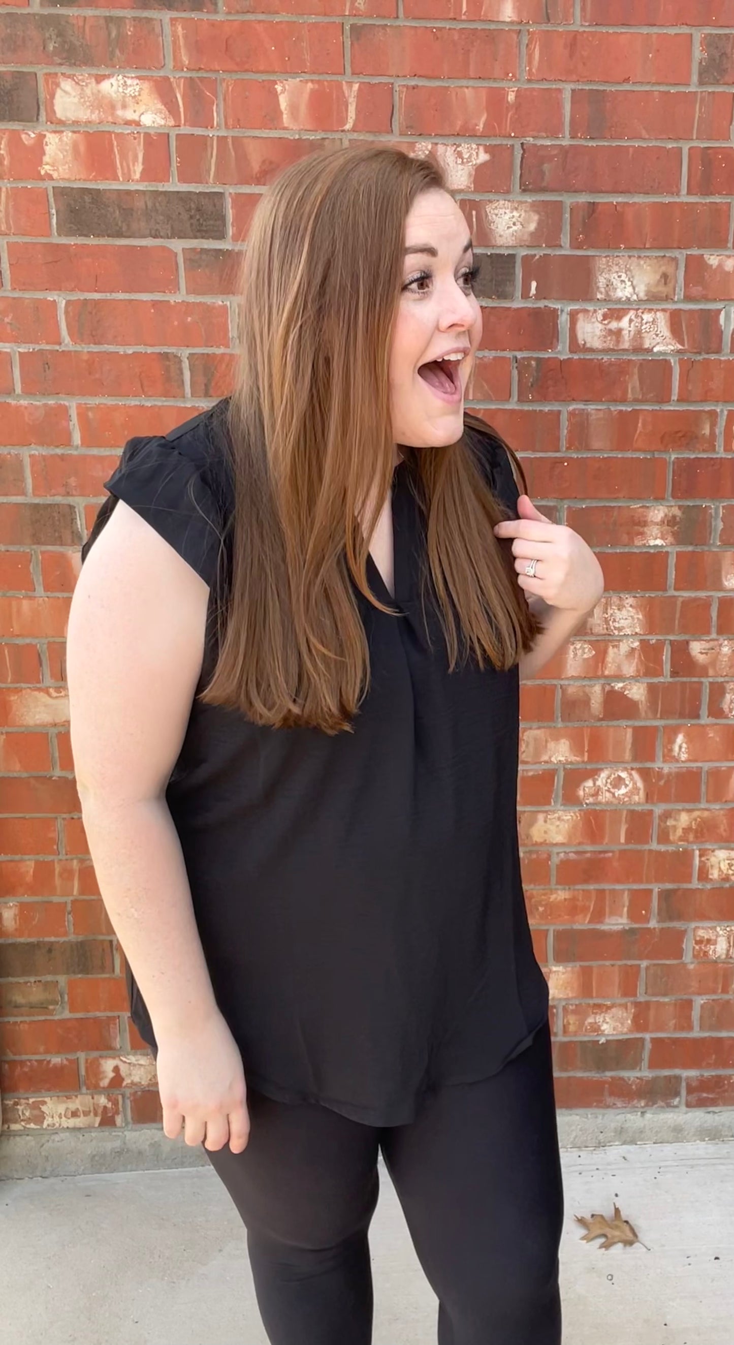 Black Ruffle Sleeve Tank