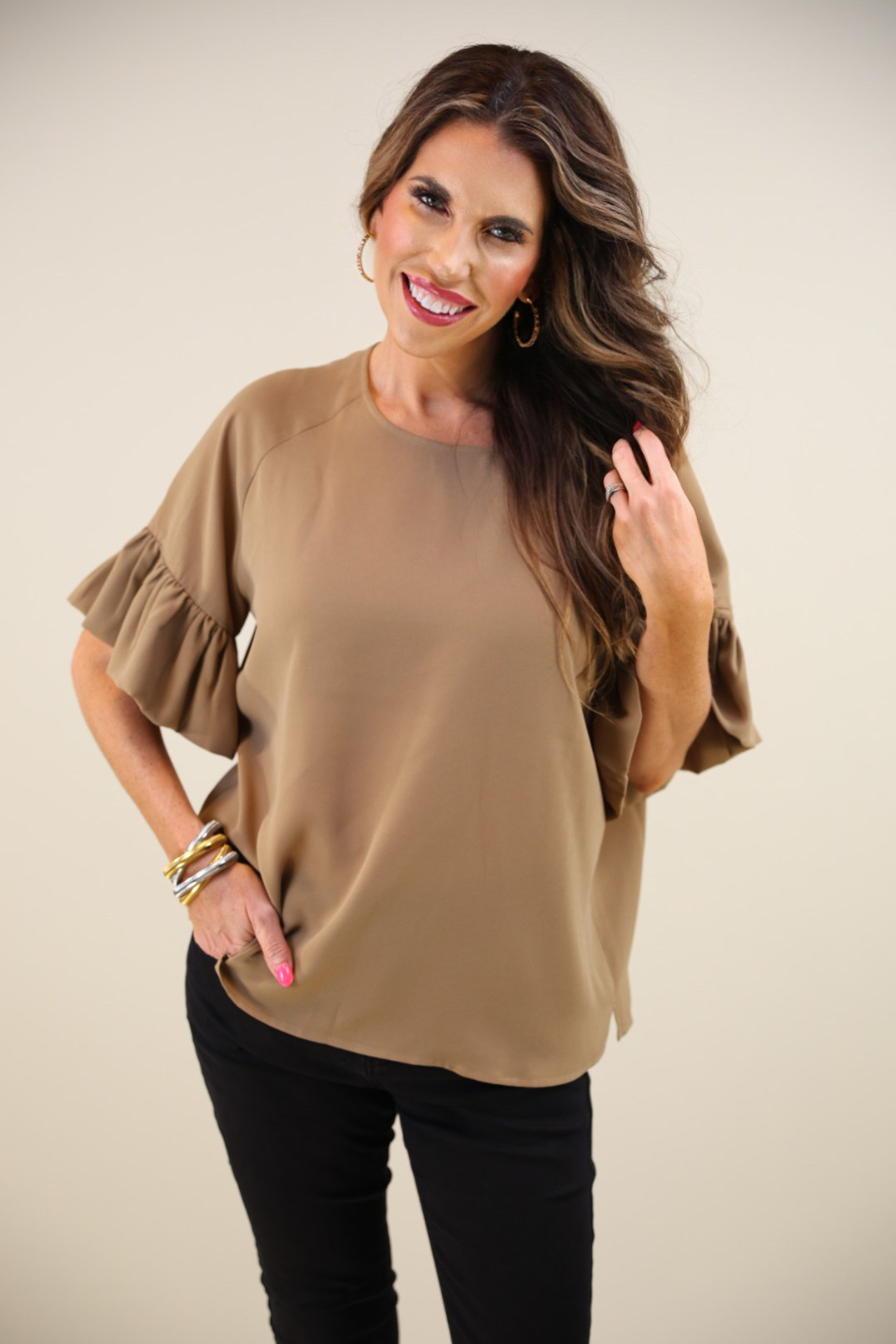 Rebecca Ruffle Sleeve Top