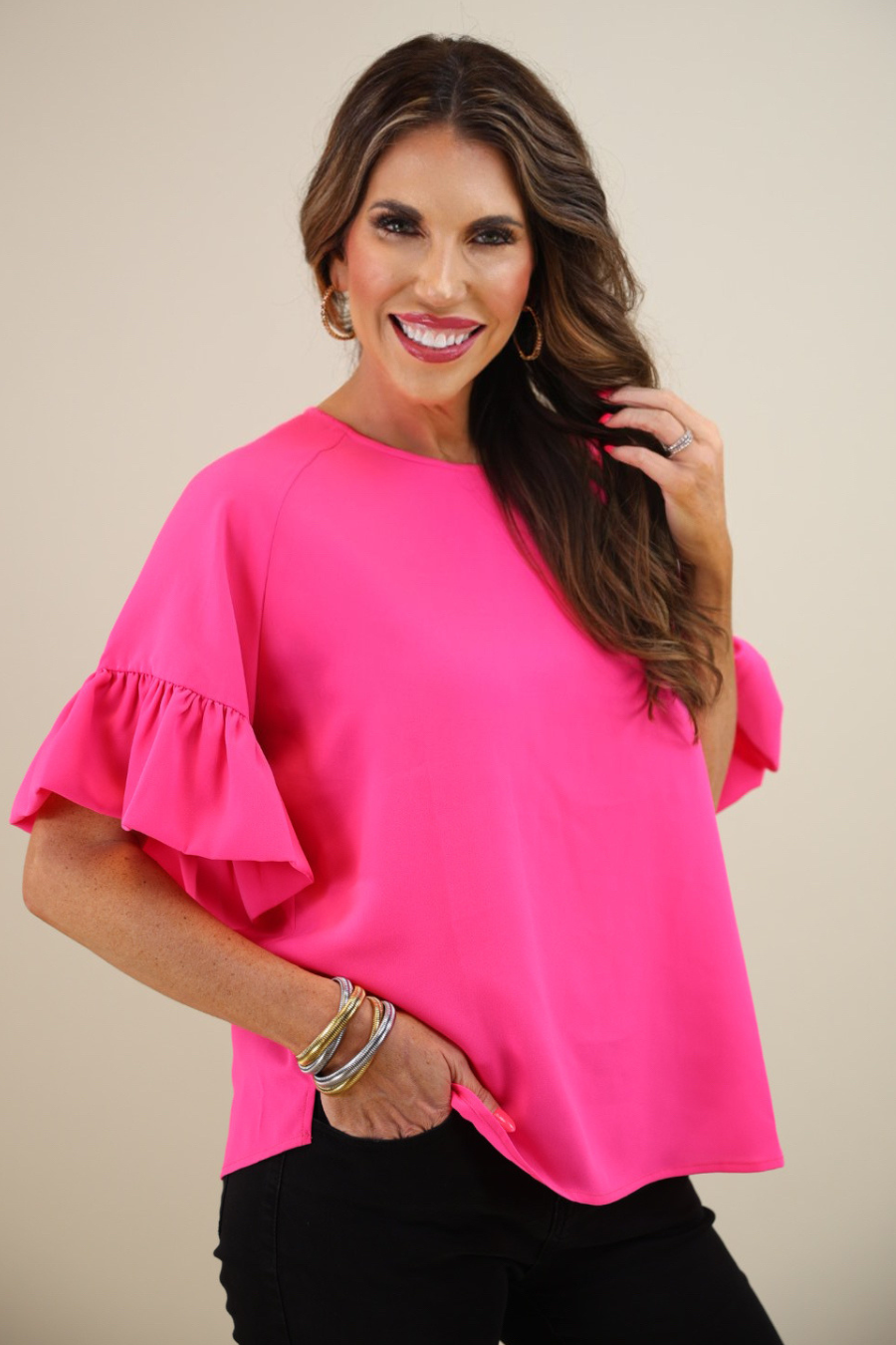 Rebecca Ruffle Sleeve Top